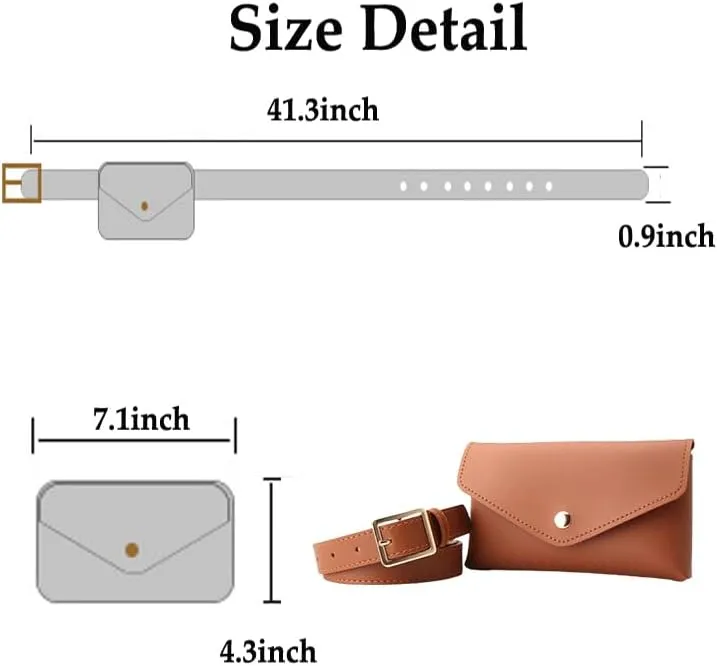Women's Leather Belt, Fanny Pack with Removable Belt Fashion Waist Pouch Belt Bags, Fashion PU Leather Waist Pack Pouch Small Purse for Party, Travel, Hiking (black)