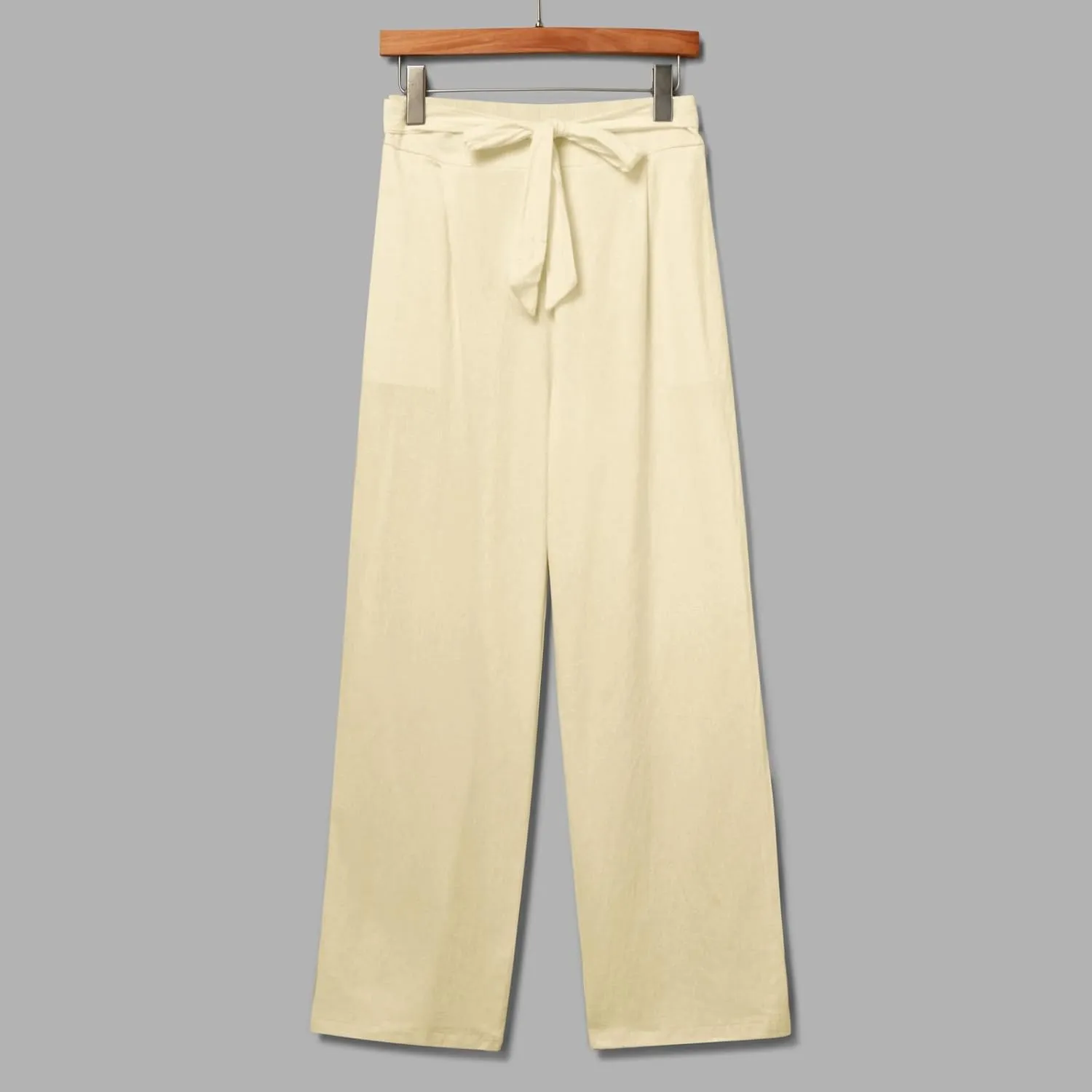 Womens Linen Summer Striped Pant Trousers Elastic Waist Wide Leg Slim-Fit Palazzo Lounge Pants Trendy