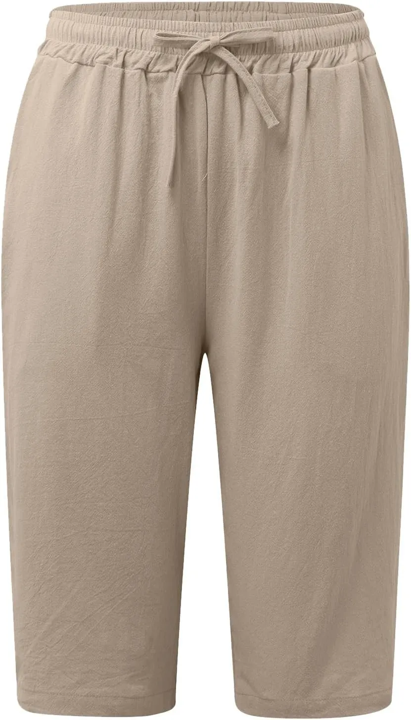 Women's Linen Summer Striped Pants Low Waist Bootcut Slim-Fit Palazzo Lounge Pants Work Business