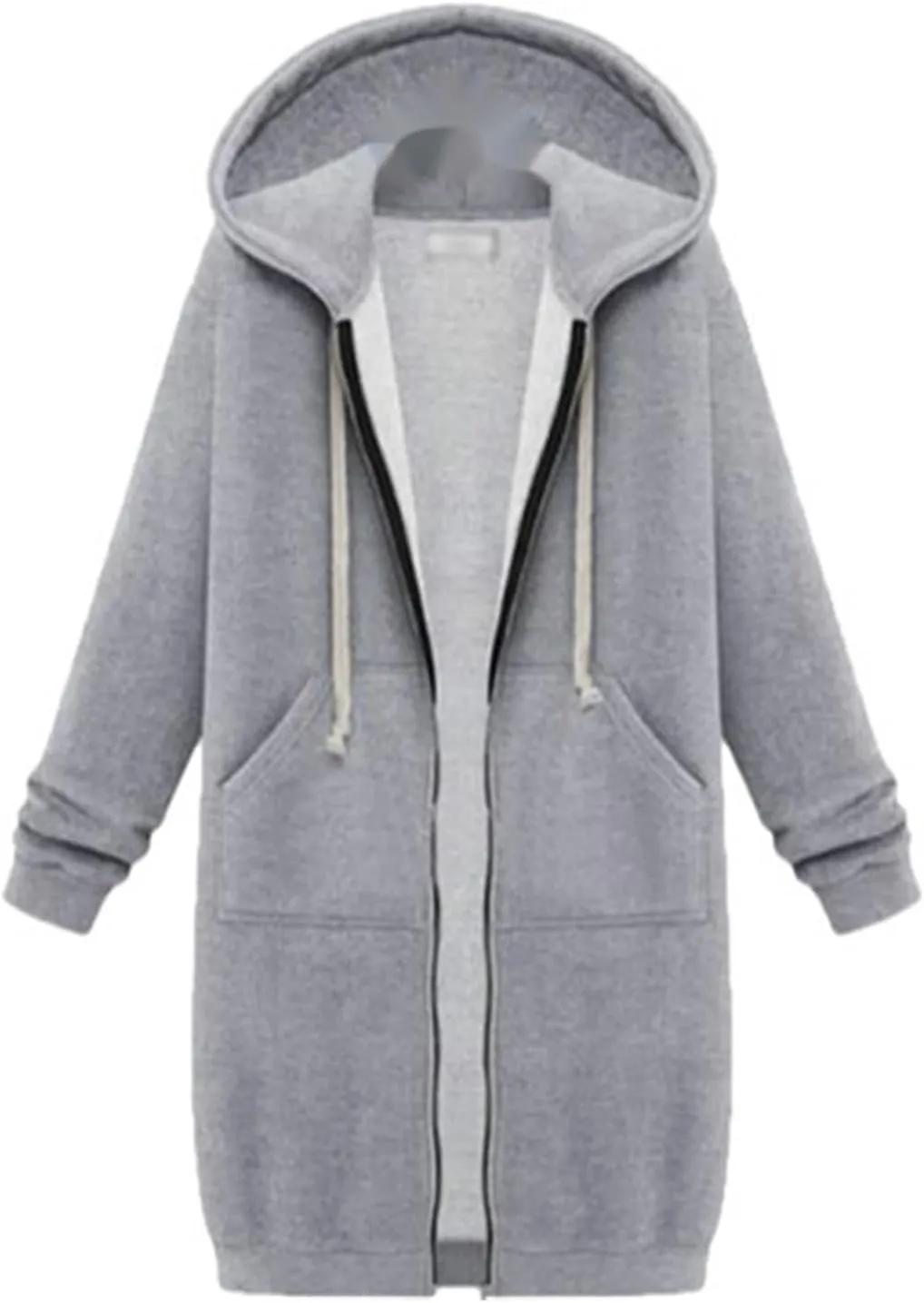 Women's Long Full Zip Hoodies Oversized Y2K Warm Sweatshirts Fleece Jacket Fashion Long Sleeve Clothes Pockets