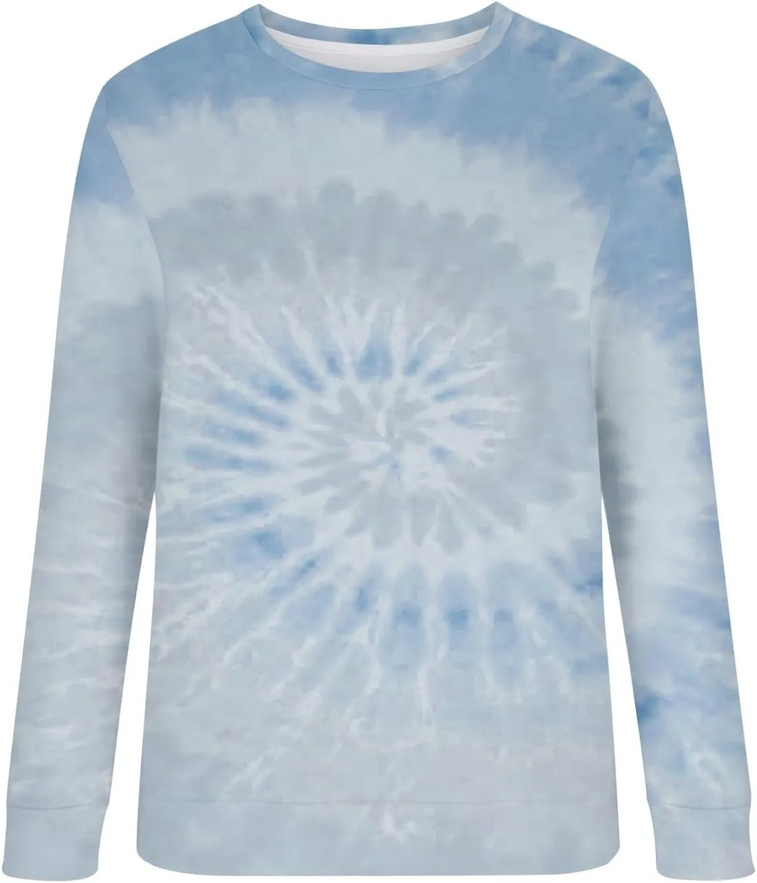 Womens Long Sleeve Crewneck Sweatshirt Trendy 2024 Tie Dye Print Regular Fit Pullover Tops Fall Fashion Sweatshirts