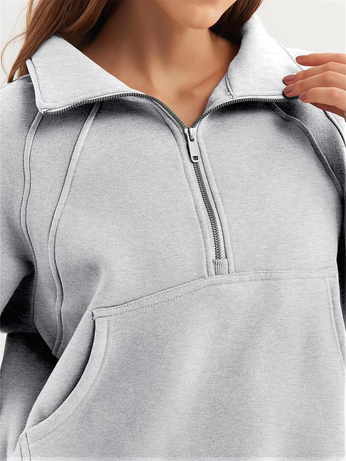 Womens Oversized Half Zip Cropped Sweatshirt, Quarter Zip Oversized Hoodies, Hoodies Fall Clothes Sweaters