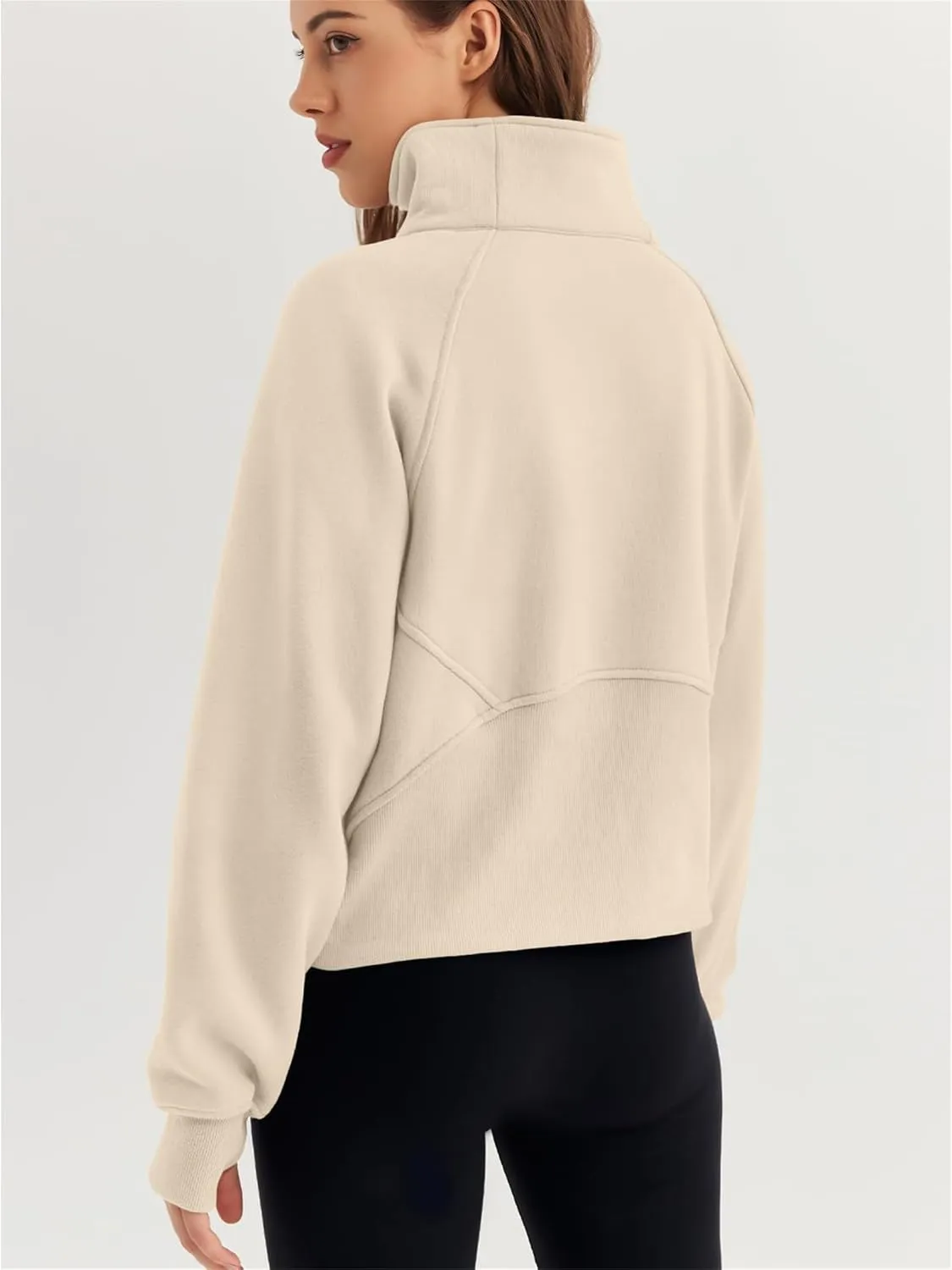 Womens Oversized Half Zip Cropped Sweatshirt, Quarter Zip Oversized Hoodies, Hoodies Fall Clothes Sweaters