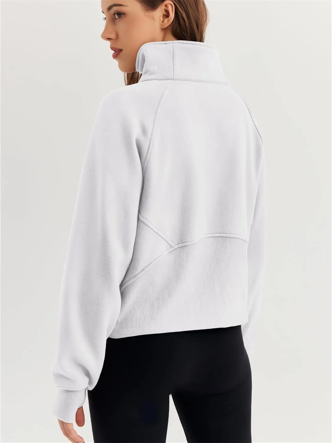 Womens Oversized Half Zip Cropped Sweatshirt, Quarter Zip Oversized Hoodies, Hoodies Fall Clothes Sweaters