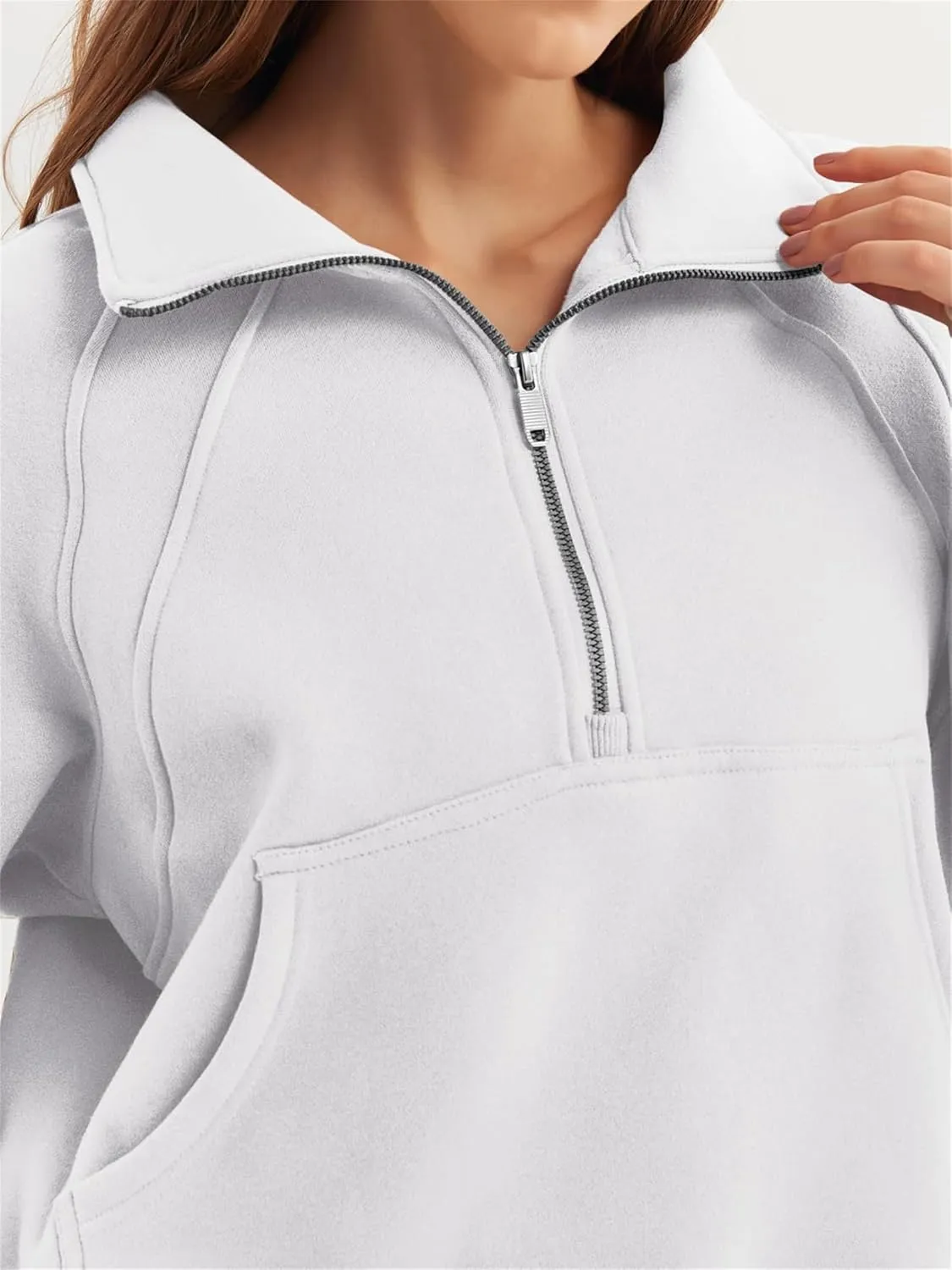 Womens Oversized Half Zip Cropped Sweatshirt, Quarter Zip Oversized Hoodies, Hoodies Fall Clothes Sweaters