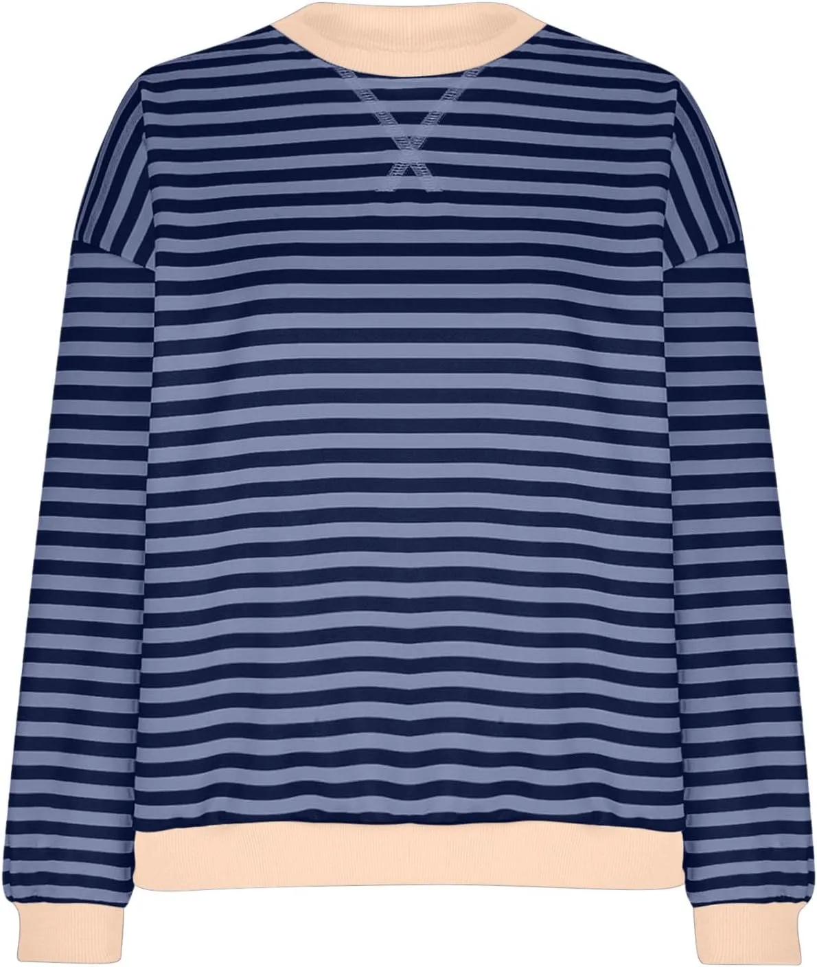 Women's Oversized Sweatshirts 2024 Fall y2k Clothes Casual Striped Pullover Tops Long Sleeve Crewneck Shirts