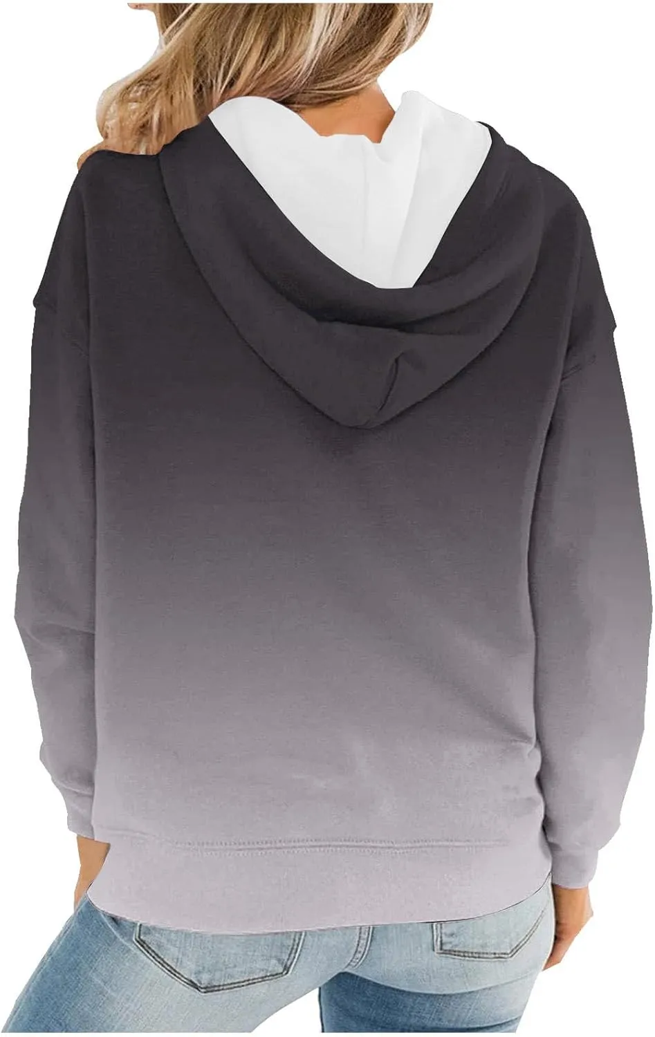 Womens Plus Size Hoodie Sweatshirt 2024 Fall Fashion Gradient Color Hooded Sweatshirt Loose Long Sleeve Pullover Tops