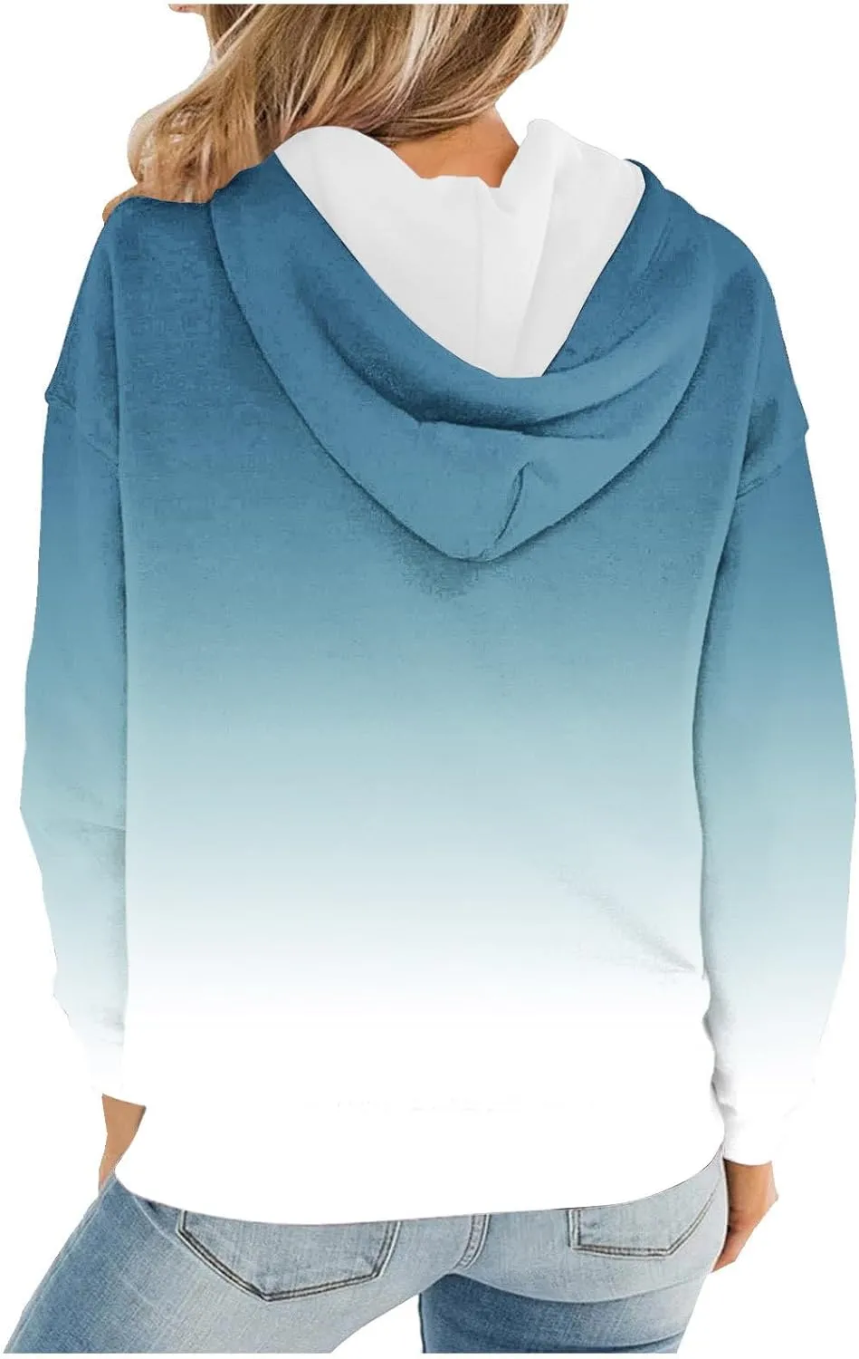 Womens Plus Size Hoodie Sweatshirt 2024 Fall Fashion Gradient Color Hooded Sweatshirt Loose Long Sleeve Pullover Tops