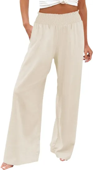 Womens Tall Dress Pants Wide Leg High Waist Summer Casual Boho Trousers Travel Vacation Long Work