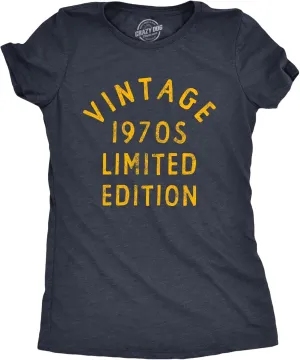 Womens Vintage 1970s Limited Edition T Shirt Funny Cool 1970 Theme Classic Tee for Ladies
