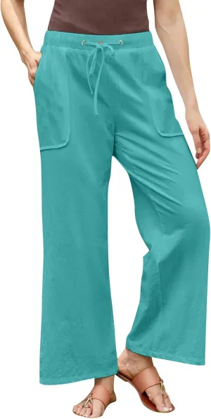 Women's Wide Leg Pants with Pockets High Waist Loose Fit Casual Trousers Business Work Casual 2024 Beach Palazzo