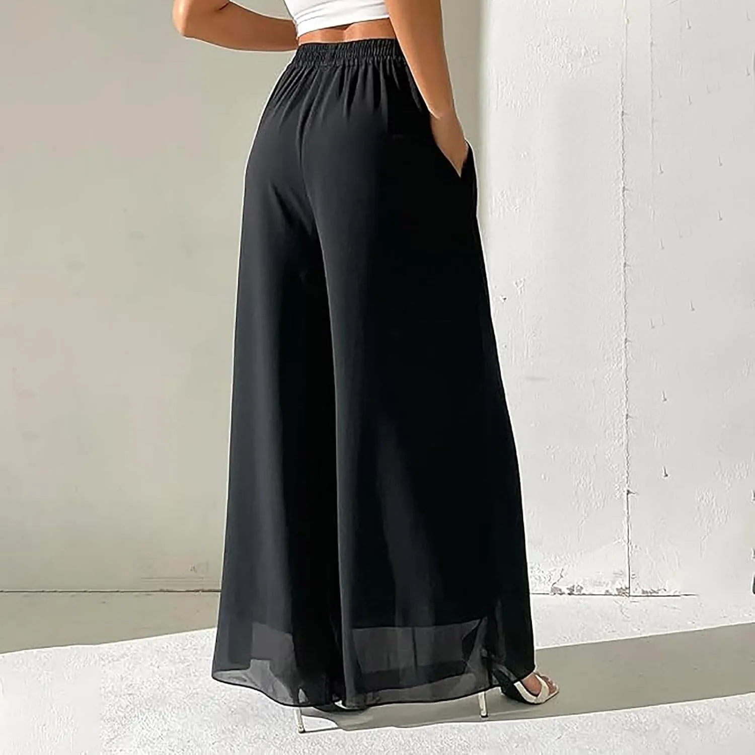 Womens Wide Leg Sweatpants Winter Corduroy Outfits Pants with Pockets Flare Leggings High Waisted