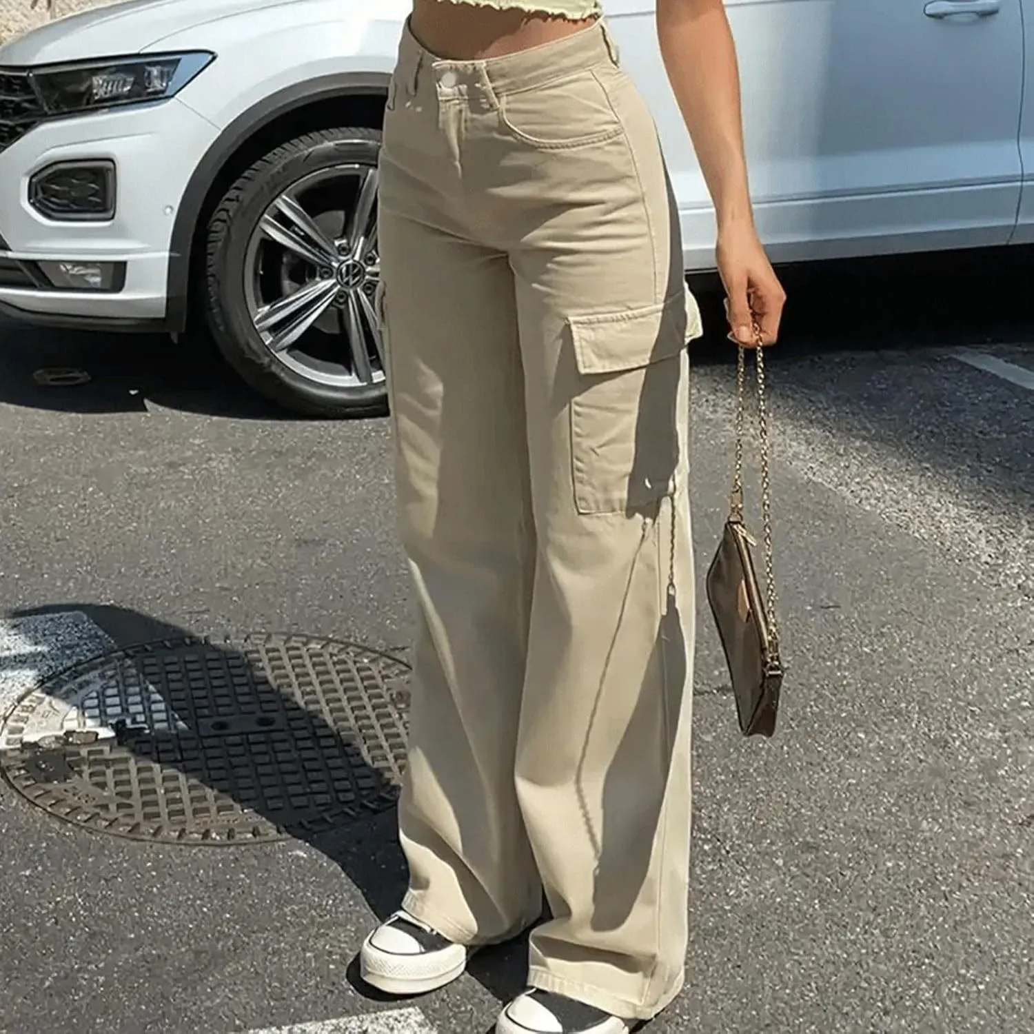 Womens Wide Leg Sweatpants Winter Streetwear Outfits Thermal with Pockets Elastic Waist Fleece Lined
