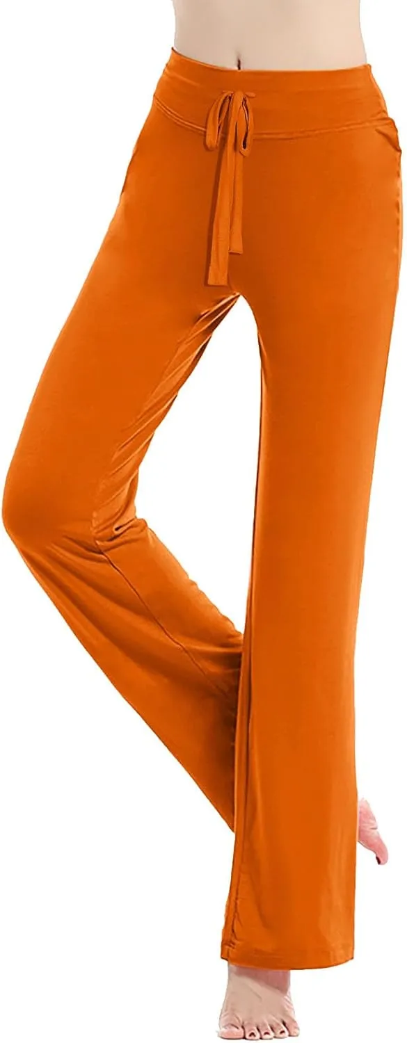Womens Wide Leg Yoga Pants High Waist Tummy Control Loose Comfy Lounge Trousers Bootcut Drawstring Workout Leggings