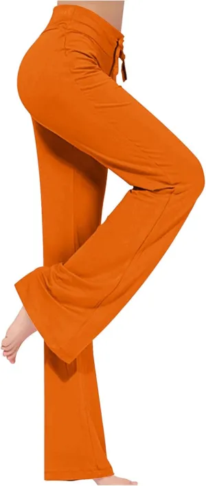 Womens Wide Leg Yoga Pants High Waist Tummy Control Loose Comfy Lounge Trousers Bootcut Drawstring Workout Leggings