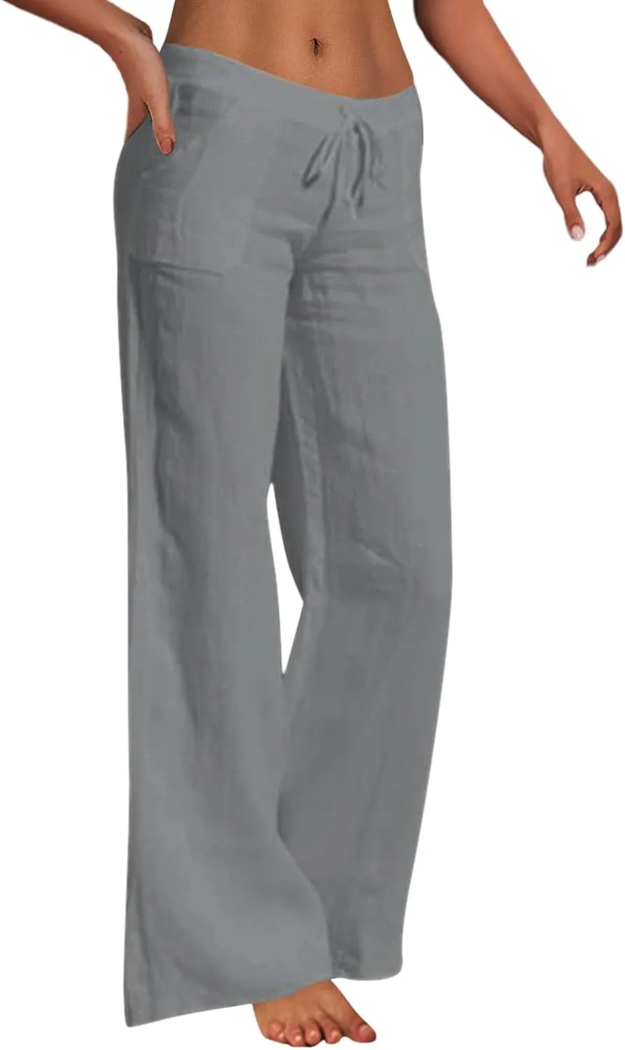 Women's Winter Warm Fleece Joggers Pants Winter Lightweigt Work Capris with Pockets Elastic Waist Flare