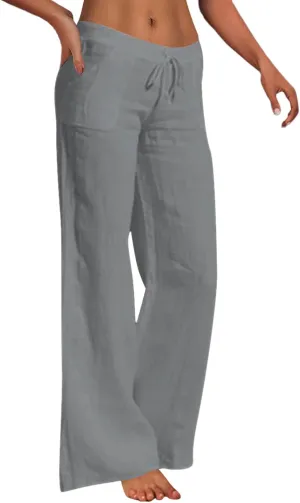 Women's Winter Warm Fleece Joggers Pants Winter Lightweigt Work Capris with Pockets Elastic Waist Flare
