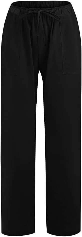 Women's Winter Warm Fleece Joggers Pants Winter Lightweigt Work Capris with Pockets Elastic Waist Flare