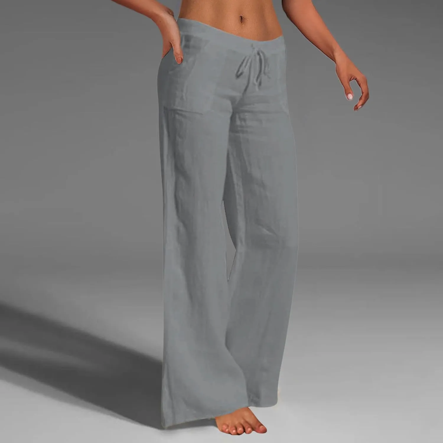 Women's Winter Warm Fleece Joggers Pants Winter Lightweigt Work Capris with Pockets Elastic Waist Flare
