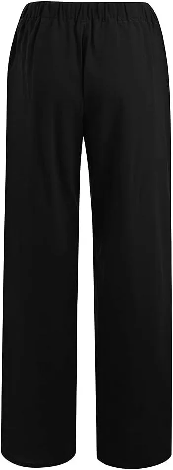 Women's Winter Warm Fleece Joggers Pants Winter Lightweigt Work Capris with Pockets Elastic Waist Flare