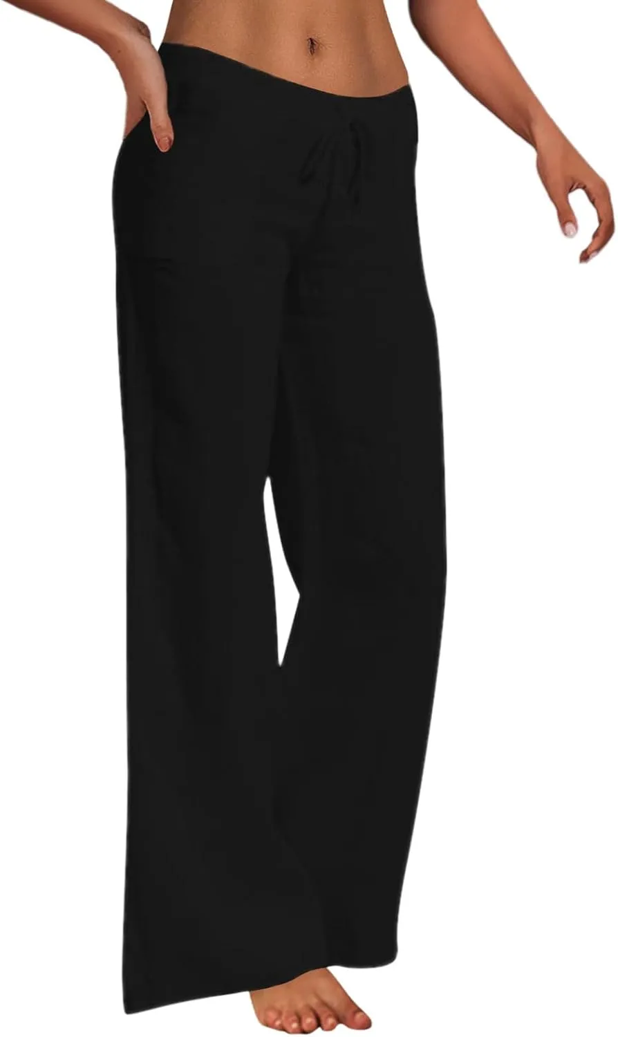 Women's Winter Warm Fleece Joggers Pants Winter Lightweigt Work Capris with Pockets Elastic Waist Flare