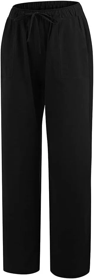 Women's Winter Warm Fleece Joggers Pants Winter Lightweigt Work Capris with Pockets Elastic Waist Flare