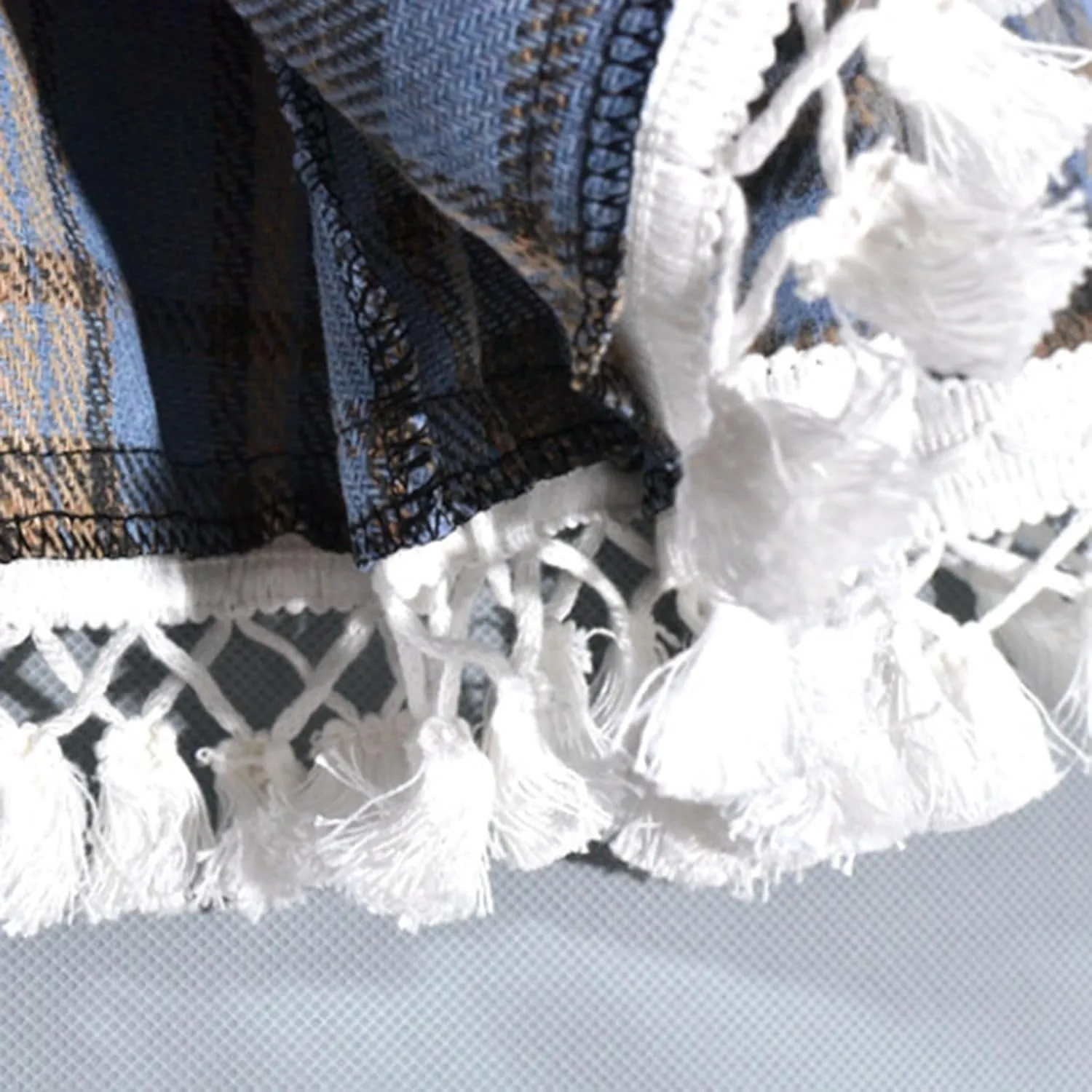 Womens Wool Blend Plaid Skirts Elastic Waist Lace Patchwork Hem Vintage Lattice Knee Length Midi Skirts