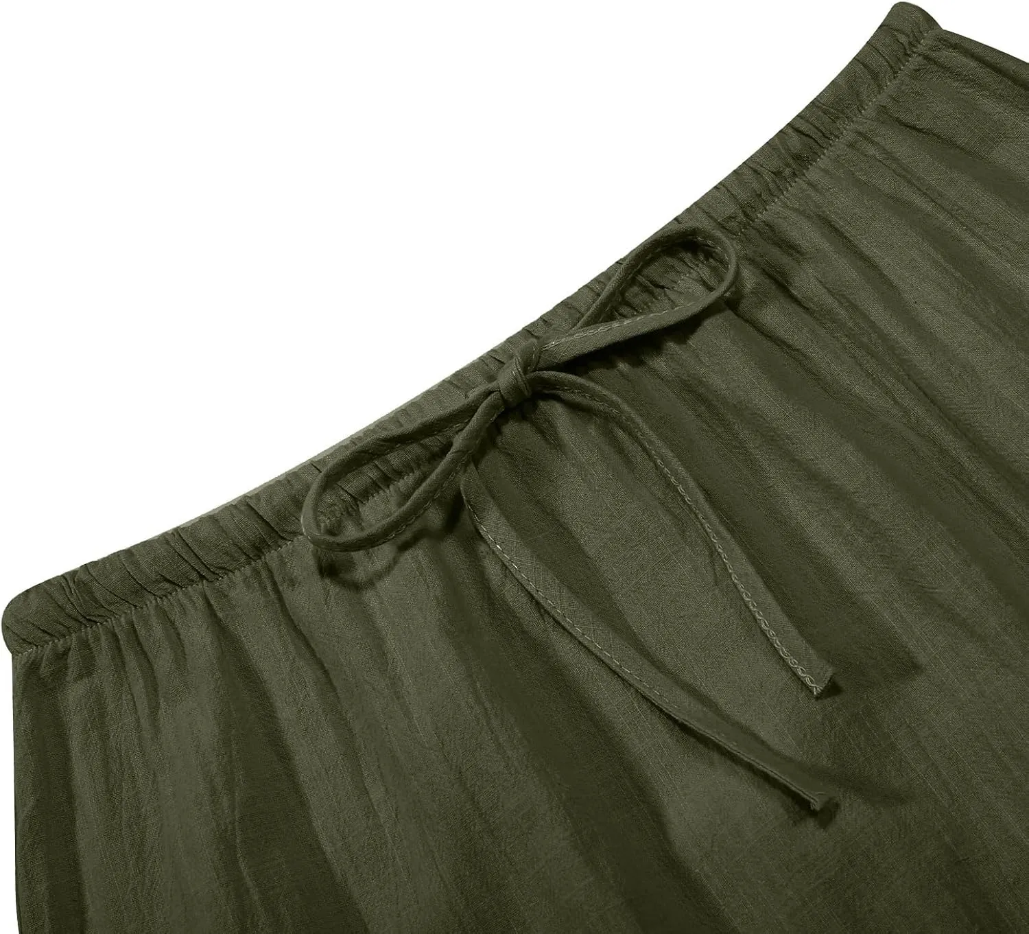 Womens Wrap Around Linen Skirt A-Line Cut Elastic Waistband Ankle-Length Lightweight Summer Skirts for Beach Vacation