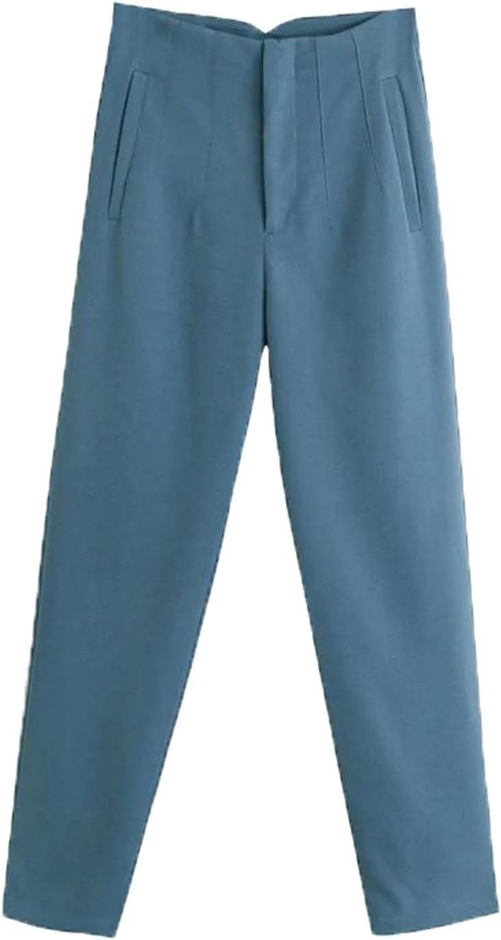 Work Pants Women Wide Leg Elastic High Waist Button Down Straight Long Trousers Business Casual Outfits for Women