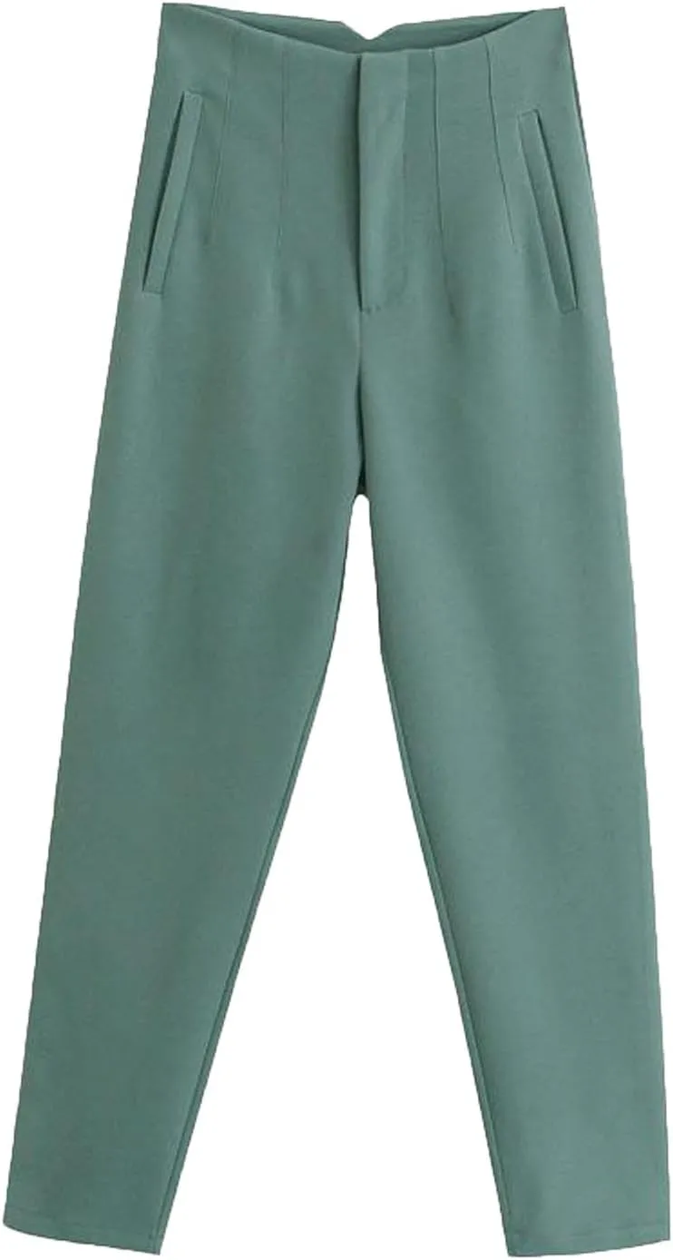 Work Pants Women Wide Leg Elastic High Waist Button Down Straight Long Trousers Business Casual Outfits for Women