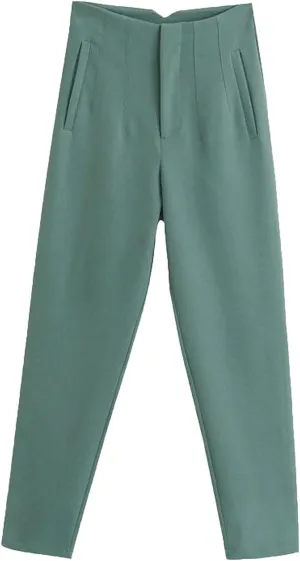 Work Pants Women Wide Leg Elastic High Waist Button Down Straight Long Trousers Business Casual Outfits for Women