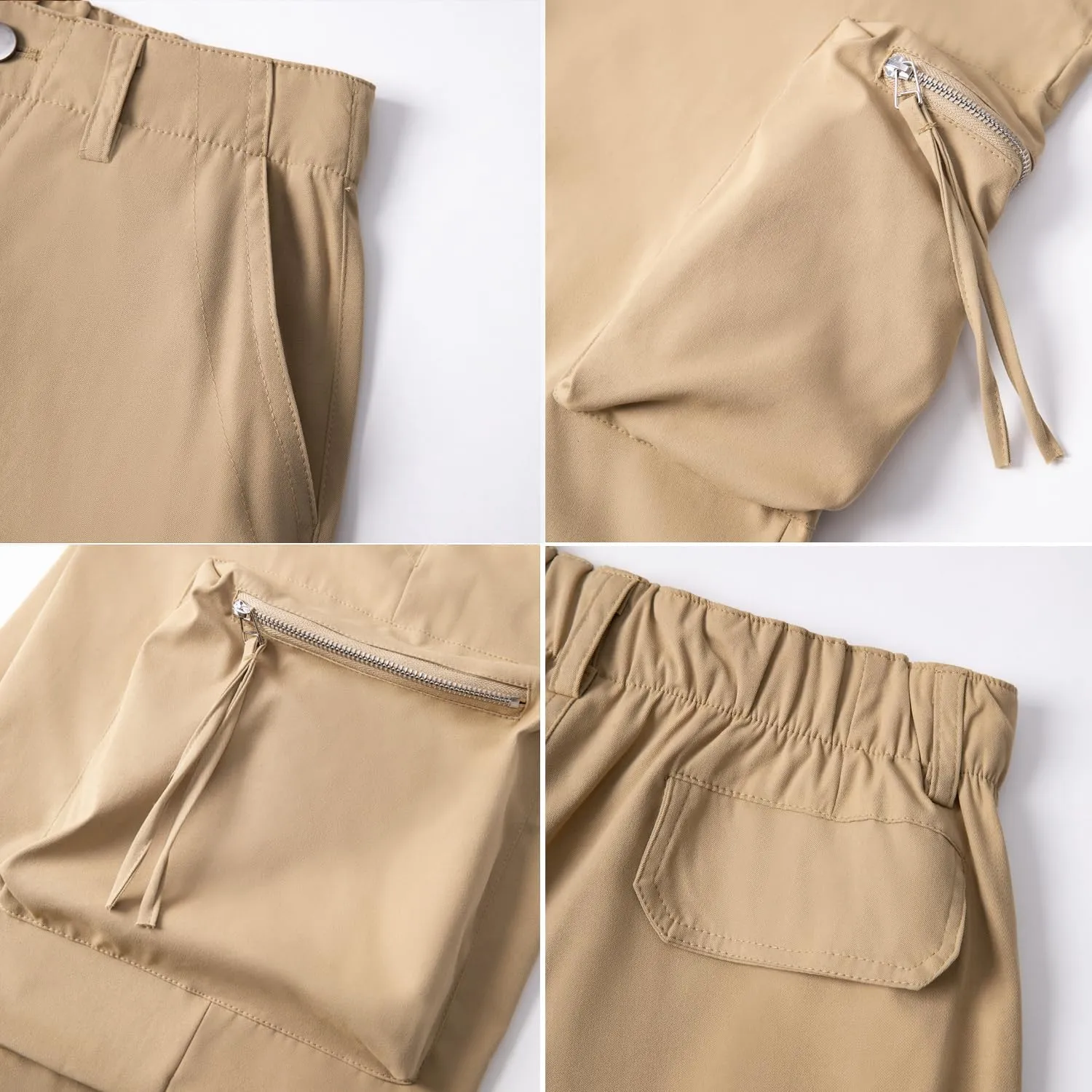 WZIKAI Womens Parachute Cargo Pants Y2K Baggy Cargo Pants Wide Leg Casual Joggers with Pockets