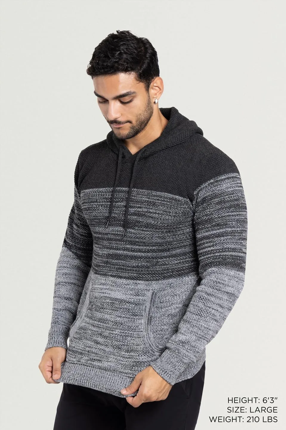 X RAY Mens Fashion Hoodies Pullover Sweater, Casual Knit Color Block Slim Fit Hoodies for Men