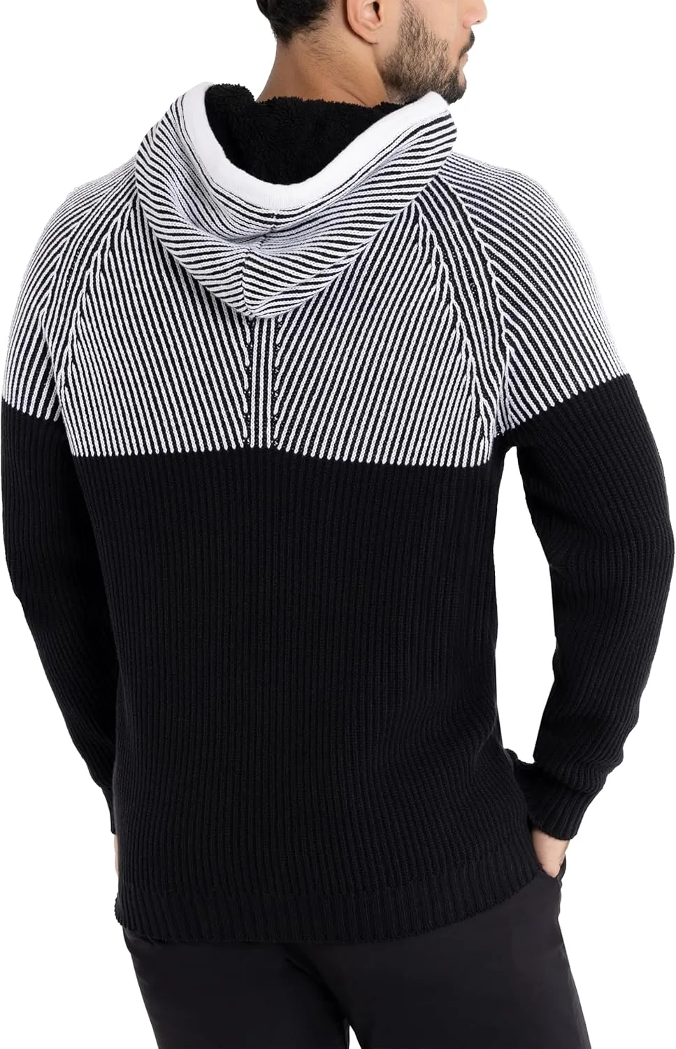 X RAY Mens Fashion Hoodies Pullover Sweater, Casual Knit Color Block Slim Fit Hoodies for Men
