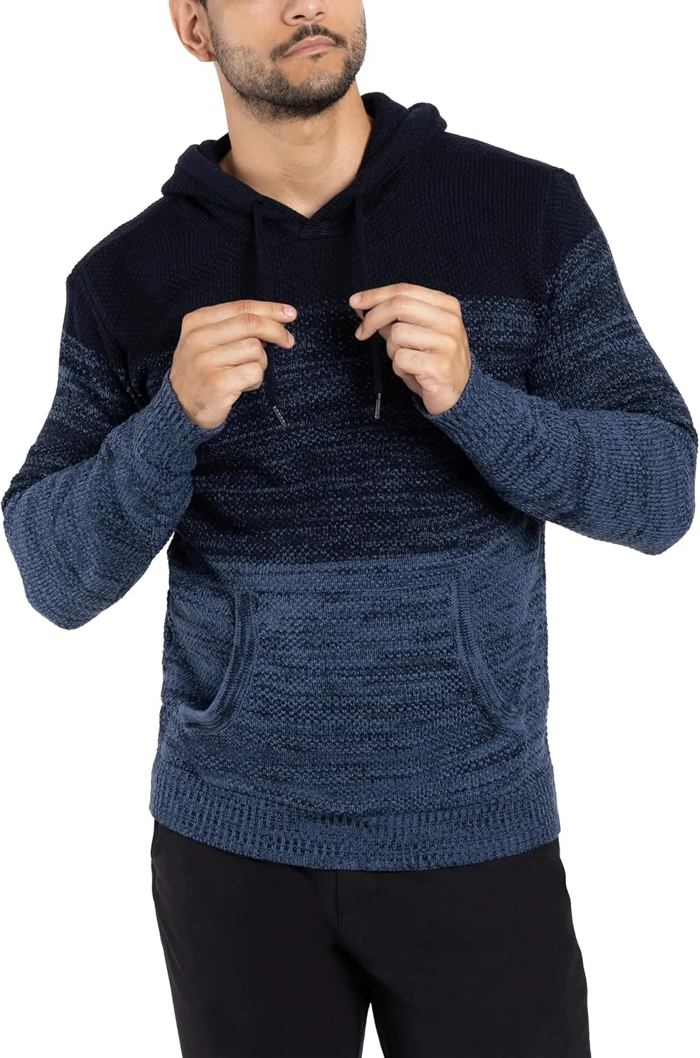 X RAY Mens Fashion Hoodies Pullover Sweater, Casual Knit Color Block Slim Fit Hoodies for Men
