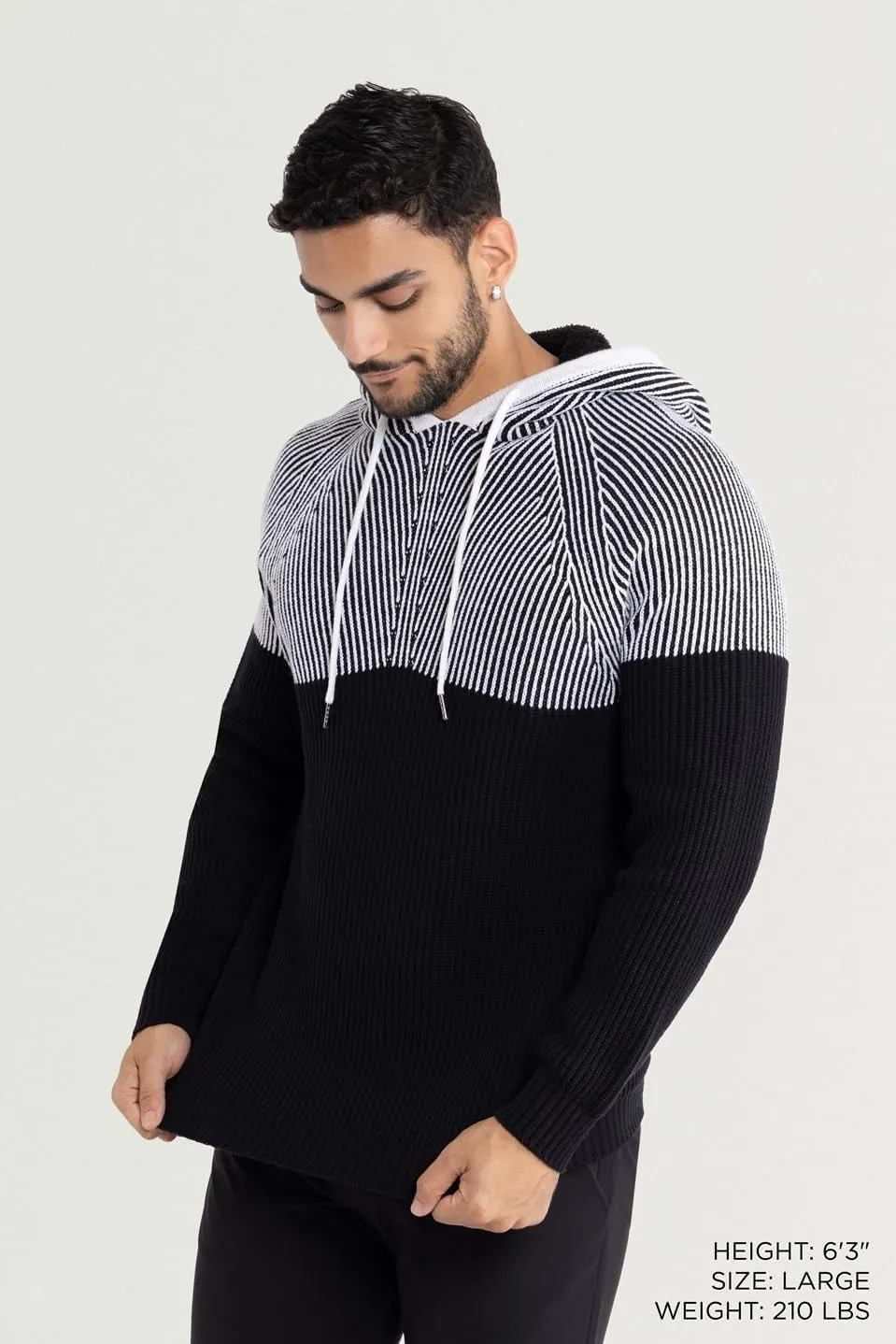 X RAY Mens Fashion Hoodies Pullover Sweater, Casual Knit Color Block Slim Fit Hoodies for Men