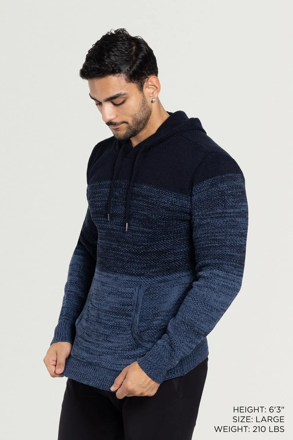 X RAY Mens Fashion Hoodies Pullover Sweater, Casual Knit Color Block Slim Fit Hoodies for Men