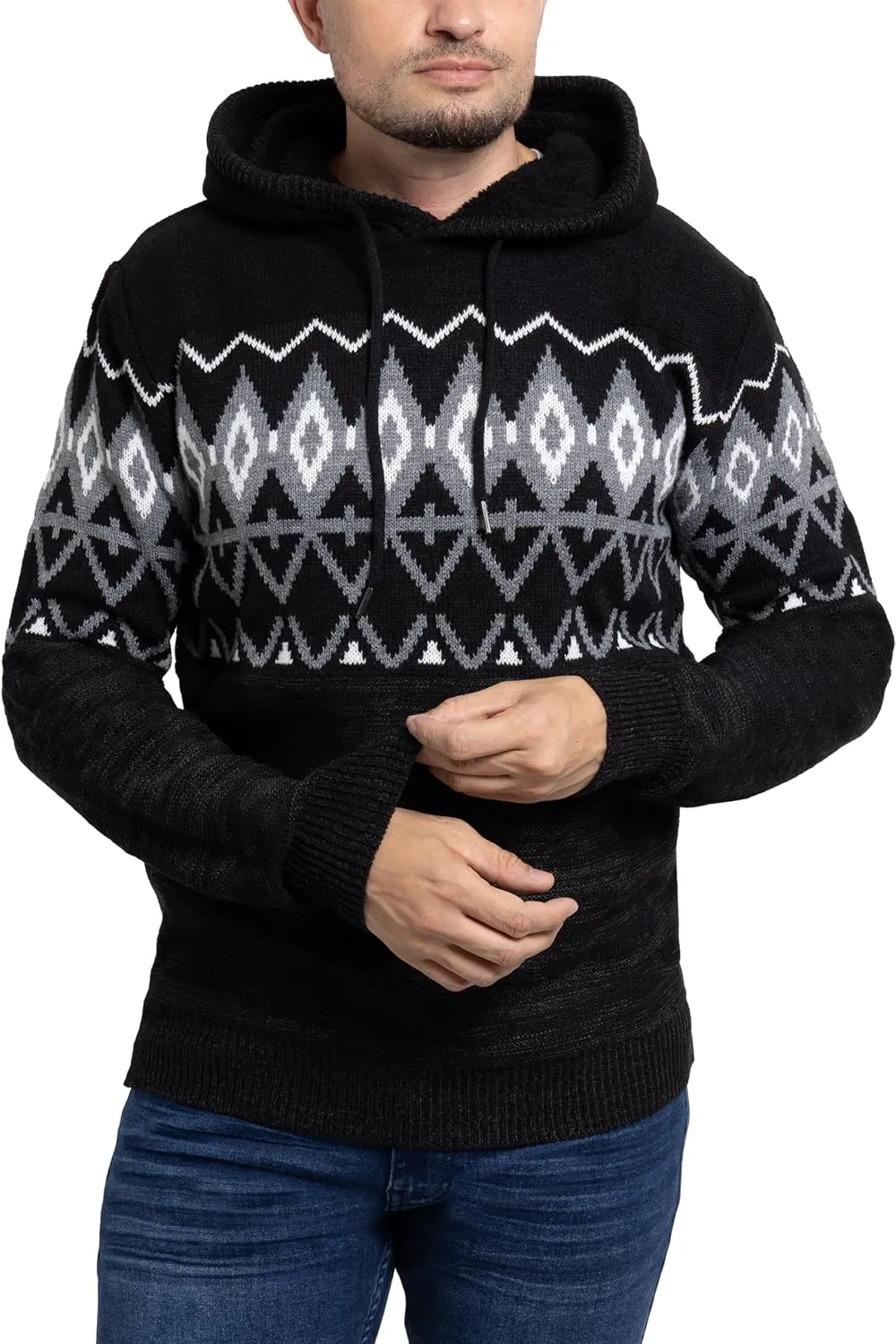 X RAY Mens Fashion Hoodies Pullover Sweater, Casual Knit Color Block Slim Fit Hoodies for Men