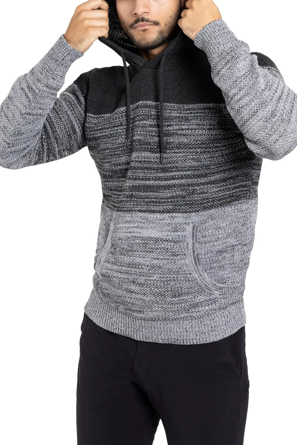 X RAY Mens Fashion Hoodies Pullover Sweater, Casual Knit Color Block Slim Fit Hoodies for Men