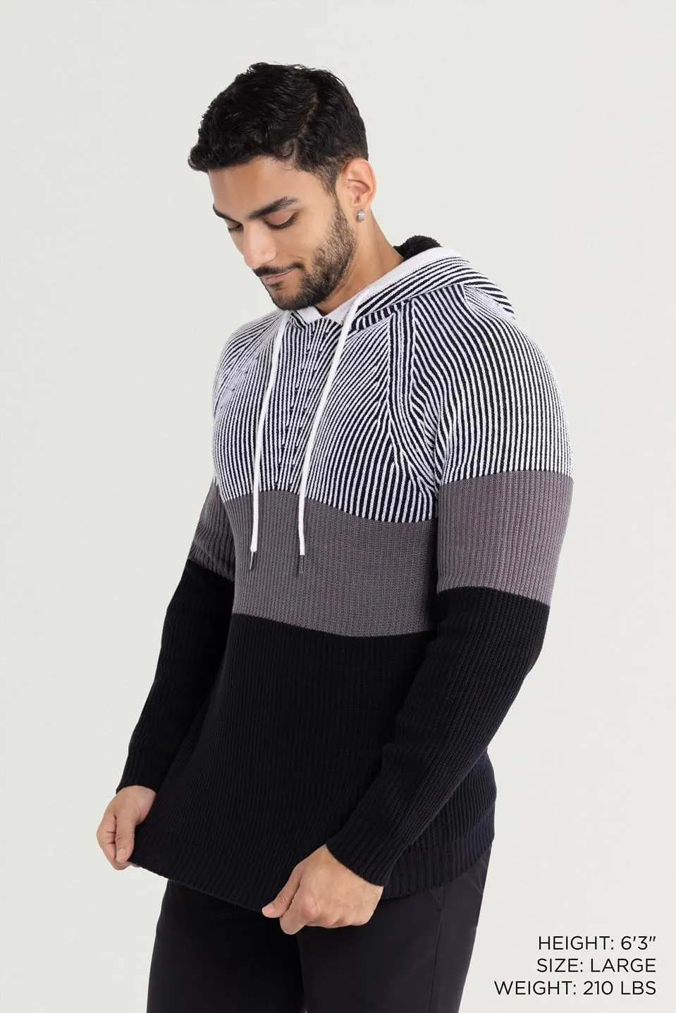 X RAY Mens Fashion Hoodies Pullover Sweater, Casual Knit Color Block Slim Fit Hoodies for Men