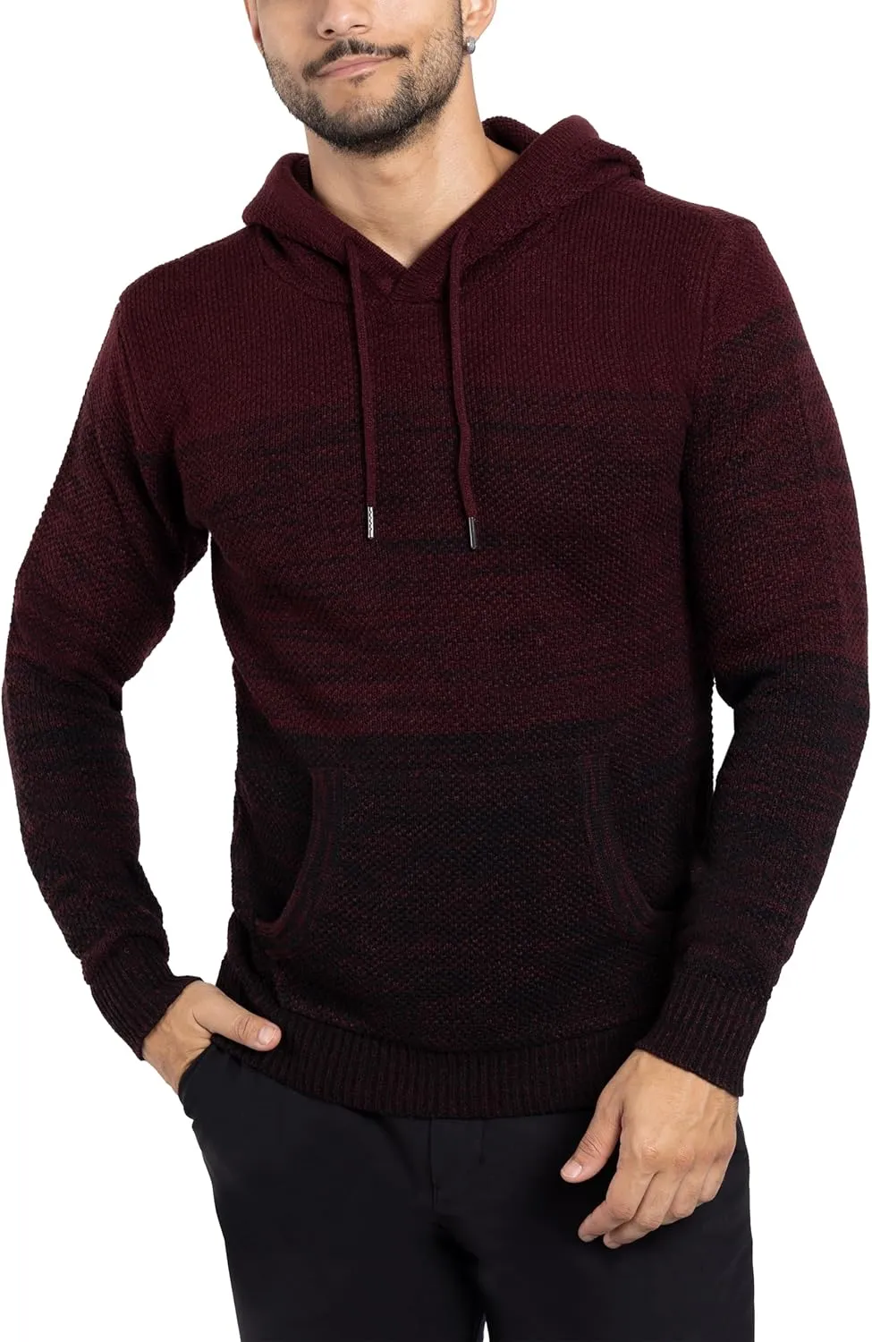 X RAY Mens Fashion Hoodies Pullover Sweater, Casual Knit Color Block Slim Fit Hoodies for Men