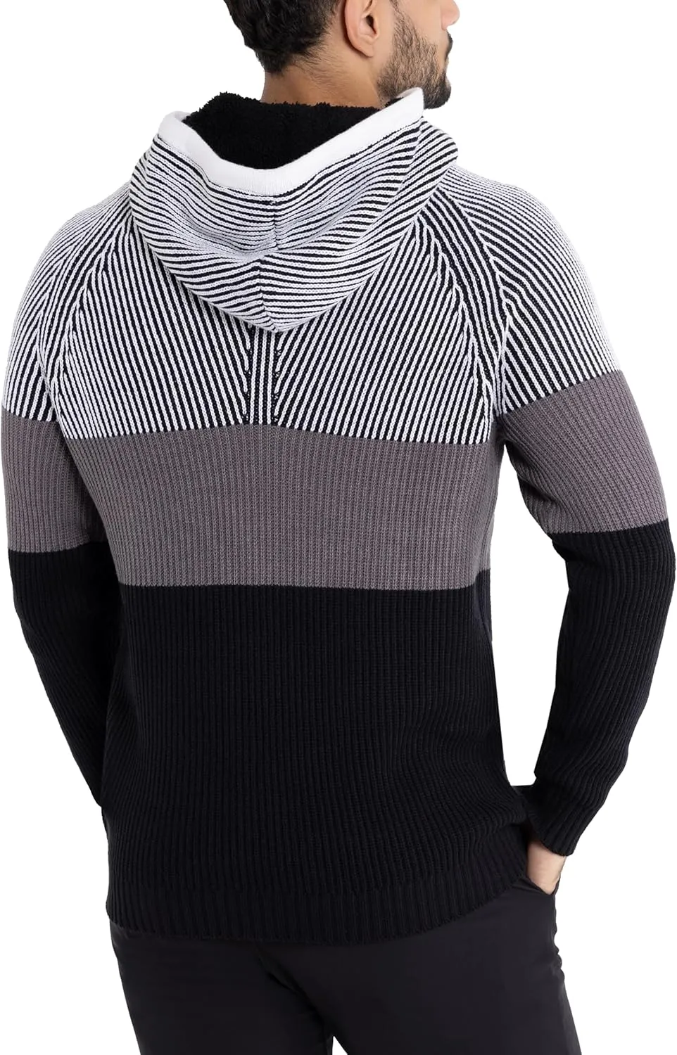 X RAY Mens Fashion Hoodies Pullover Sweater, Casual Knit Color Block Slim Fit Hoodies for Men