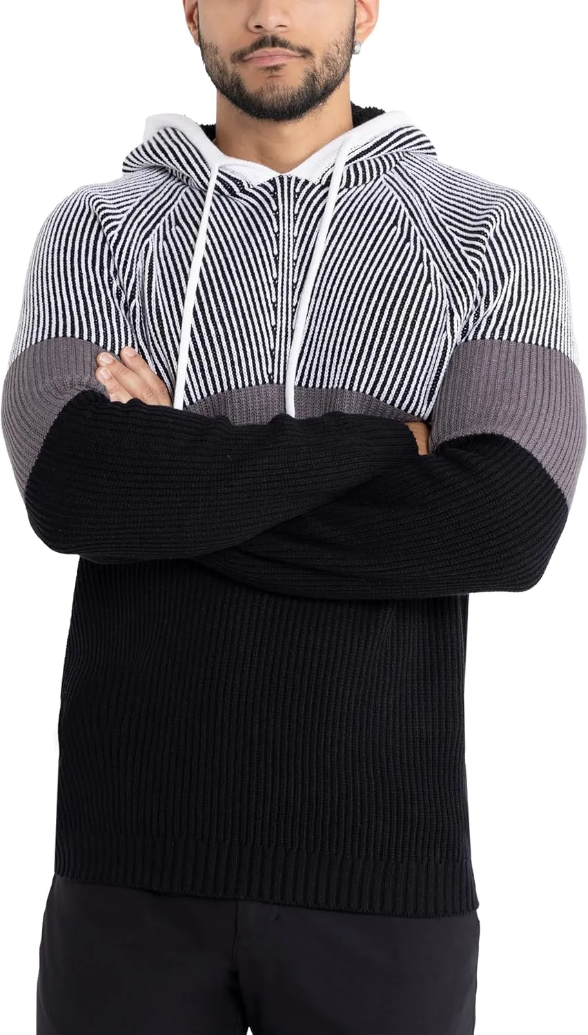 X RAY Mens Fashion Hoodies Pullover Sweater, Casual Knit Color Block Slim Fit Hoodies for Men
