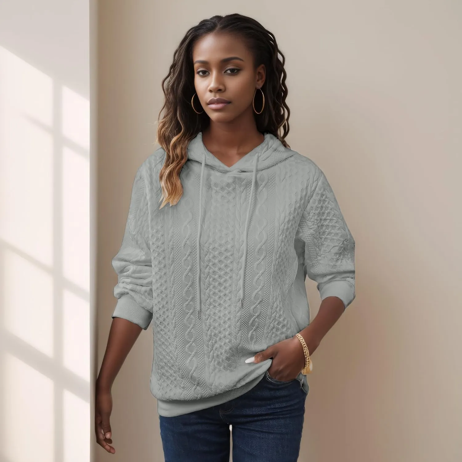 YeGine Womens Hoodies Oversized Hooded Sweatshirt Casual Long Sleeve Drawstring Pullover Tops