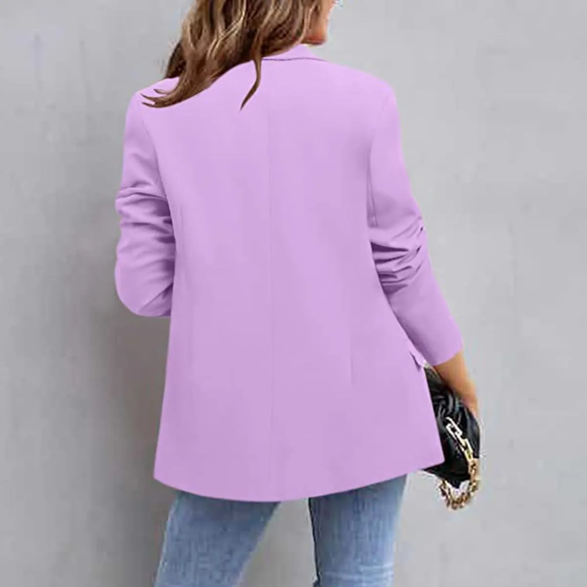 YUNCLOS Womens Casual Suit Blazer 1 Button Long Sleeve Notched Lapel Open Front Jacket for Work Office
