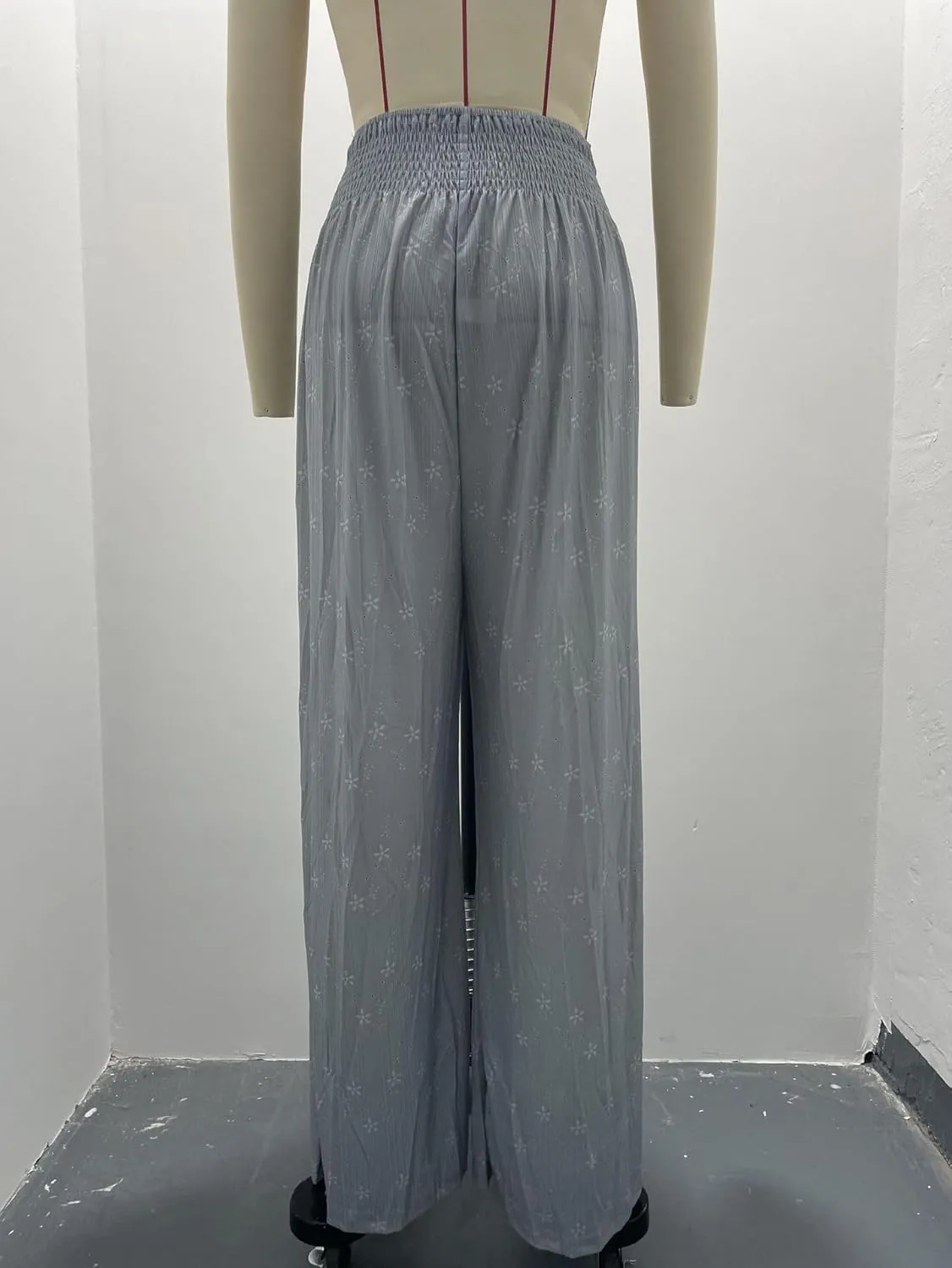 ZOCANIA Womens Pleated High Elastic Waist Linen Pants Drawstring Solid Wide Leg Baggy Pants Comfy Jogger Pants with Pockets